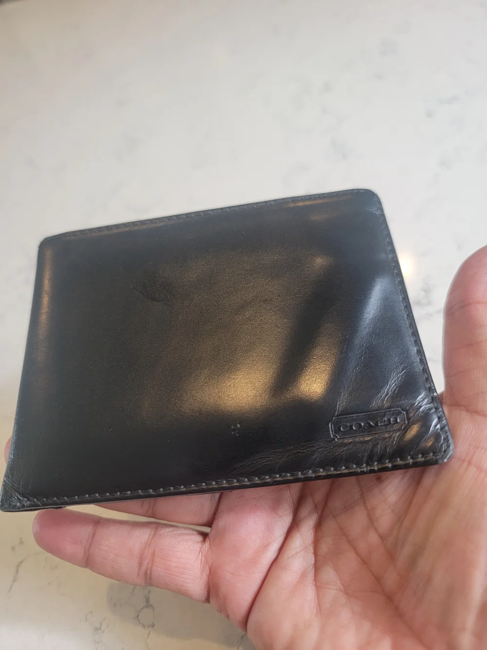 Vintage Coach Black soft Leather Bifold Wallet + Removable Card Holder